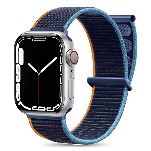 Maledan Nylon Armband Kompatibel mit Apple Watch Armband 44mm 38mm 42mm 40mm 41mm 45mm 49mm, Verstellbare Sport Armband Kompatibel mit iWatch Series 9 8 7 6 5 4 3 2 1 SE, 38mm/40mm/41mm, Dunkelblau von Maledan