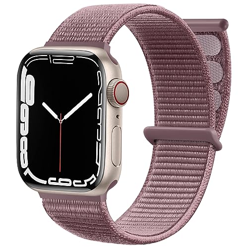 Maledan Nylon Armband Kompatibel mit Apple Watch Armband 44mm 38mm 42mm 40mm 41mm 45mm 49mm, Verstellbare Sport Armband Kompatibel mit iWatch Series 9 8 7 6 5 4 3 2 1 SE, 38mm/40mm/41mm, RauchViolett von Maledan