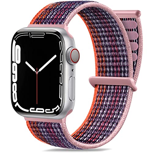 Maledan Nylon Armband Kompatibel mit Apple Watch Armband 44mm 38mm 42mm 40mm 41mm 45mm 49mm, Verstellbare Sport Armband Kompatibel mit iWatch Series 9 8 7 6 5 4 3 2 1 SE, 42mm/44mm/45mm/49mm, Beeren von Maledan