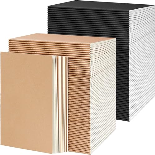 Malloom 36 Stück Kraft Notizbuch Liniert, A5 Notizbuch Journal Tagebuch Notizblöcke Schulhefte, 60 Seiten, 21x14cm, Notizblock Set für Büro, Schule & Reisen (Schwarz, Braun) von Malloom
