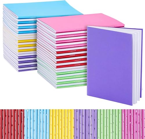 Malloom 48 Stück Klein Notizblock Blanko, A6 Tragbares Notizblöcke Schulhefte mit Softcover, 6 Farben Notizbuch Journals für Journal Notizen Skizzieren Malen Schreiben (14x9cm) von Malloom