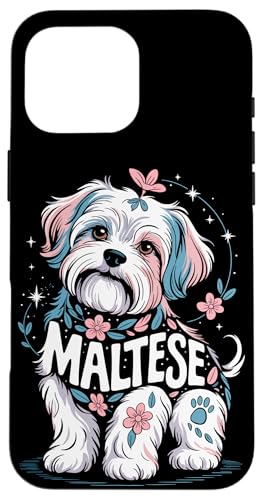 Floral Whimsical Maltese Malteses Hülle für iPhone 16 Pro Max von Malteses Maltese Dog Lover Gifts