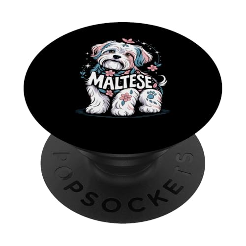 Floral Whimsical Maltese Malteses PopSockets Klebender PopGrip von Malteses Maltese Dog Lover Gifts