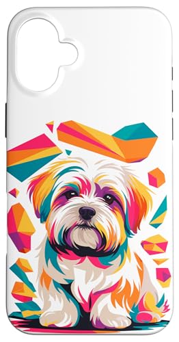 Polygonal Abstract Art Maltese Malteses Hülle für iPhone 16 Plus von Malteses Maltese Dog Lover Gifts