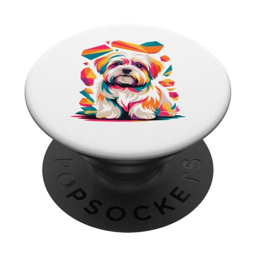 Polygonal Abstract Art Maltese Malteses PopSockets Klebender PopGrip von Malteses Maltese Dog Lover Gifts