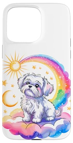 Rainbow Clouds Maltese Malteses Hülle für iPhone 15 Pro Max von Malteses Maltese Dog Lover Gifts