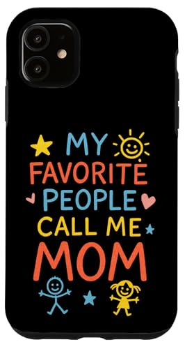 Fröhliche Kritzeleien zum Muttertag Meine Lieblingsleute nennen mich Mama Hülle für iPhone 11 von Mamalina Studios