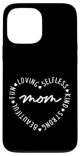 Muttertagszitat "Mom Heart Loving Kind Strong Mother" Hülle für iPhone 13 Pro Max von Mamalina Studios