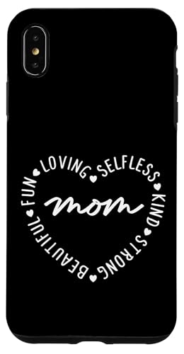 Muttertagszitat "Mom Heart Loving Kind Strong Mother" Hülle für iPhone XS Max von Mamalina Studios