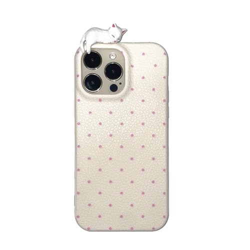 Mamarmot Schutzhülle für iPhone 16 Pro, lustige 3D-Katze, Tiere, Kätzchen, Figur, weiches Silikon, Punkte, Ledermuster, stoßfeste Schutzhülle für Mädchen, Kinder, Frauen (für iPhone 16 Pro) von Mamarmot