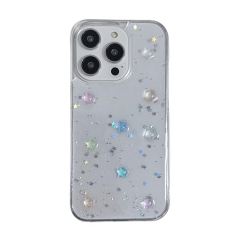 Kompatibel mit iPhone 16 Hülle, koreanische Y2K leuchtende 3D-Sterne-Hülle, niedliches Kawaii, leuchtet im Dunkeln, transparent, schützende, stoßfeste Rückabdeckung (kleiner Stern, für iPhone 16) von Mamarmot