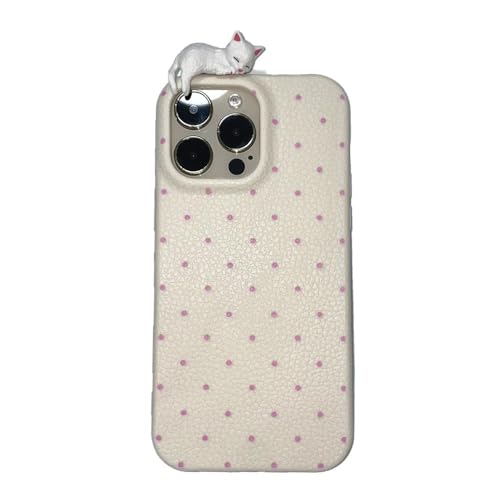 Schutzhülle für iPhone 16 Pro Max, lustige 3D-Katze, Tiere, Kätzchen, Figur, weiches Silikon, Punkte, Ledermuster, stoßfeste Schutzhülle für Mädchen, Kinder, Frauen (für iPhone 16 Pro Max) von Mamarmot