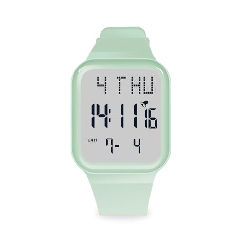 Mamiddle Kinderuhr Mädchen 50M wasserdichte Kinderuhr Junge mit Alarm, Chiem, Stoppuhr, Kalender, Hintergrundbeleuchtung, Dualzeit für Alter 5-17 (Minzgrün) von Mamiddle