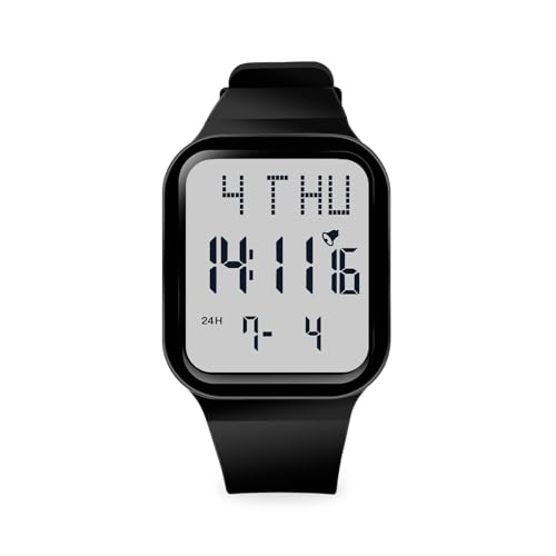 Mamiddle Kinderuhr Mädchen 50M wasserdichte Kinderuhr Junge mit Alarm, Chiem, Stoppuhr, Kalender, Hintergrundbeleuchtung, Dualzeit für Alter 5-17 (Schwarz) von Mamiddle