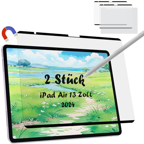 2 Stück Magnet Papier Schutzfolie Kompatibel mit iPad Air 13 Zoll M2/M3, iPad Air 6./7.Generation (2024-2025), Magnetischer Matt Displayschutzfolie zum Schreiben Zeichnen-Abnehmbar/Anti-Blendung von Mamol