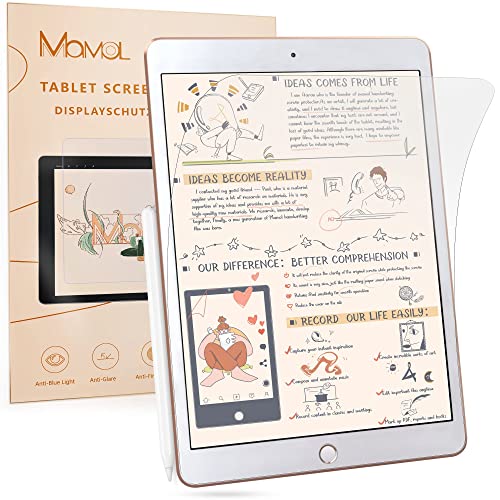 3 Stück Schutzfolie Kompatibel mit iPad 10,2 Zoll (2019, 2020 und 2021),iPad 9. / 8. / 7. Generation Displayfolie, Matte Folie zum Zeichnen, Schreiben und Notizen Machen wie auf Papier von Mamol