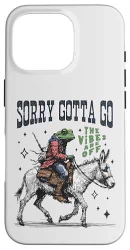 Cooler Cowboy-Frosch, der einen Esel reitet, Gotta Go,The Vibes are Off Hülle für iPhone 16 Pro von Man I Love Frogs