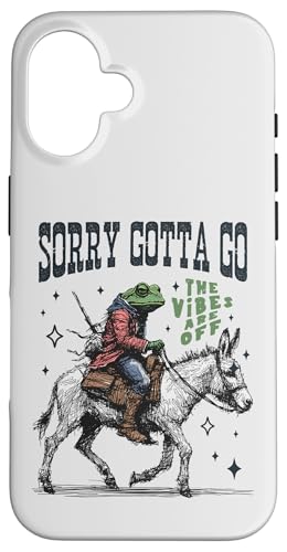 Cooler Cowboy-Frosch, der einen Esel reitet, Gotta Go,The Vibes are Off Hülle für iPhone 16 von Man I Love Frogs