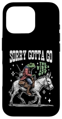 Frosch reitet auf einem Esel, handgezeichnete Vintage-Westernästhetik Hülle für iPhone 16 Pro von Man I Love Frogs