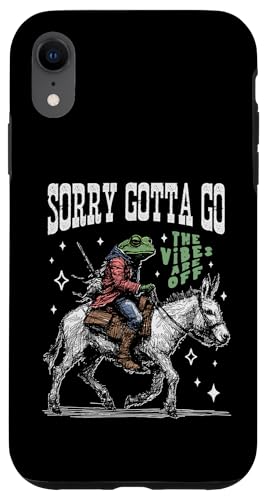 Frosch reitet auf einem Esel, handgezeichnete Vintage-Westernästhetik Hülle für iPhone XR von Man I Love Frogs