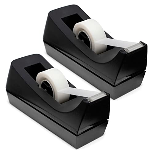 Desktop Tape Dispenser - Non-Skid Base - Weighted Tape Roll Dispenser - Perfect for Office Home School (Tape not Included) - (2-Pack) von Manaloom