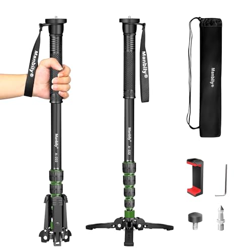 Ausziehbares Kamera-Einbeinstativ Manbily aus Aluminium mit Füßen, tragbarer Reise- und abnehmbarer Stativfuß für DSLR Canon/Sony/Handy, 5 Abschnitte bis zu 170 cm, maximale Belastung 15,5 lbs (A-222) Ausziehbares Kamera-Einbeinstativ Manbily aus Aluminium mit Füßen, tragbarer Reise- und abnehmbarer Stativfuß für DSLR Canon/Sony/Handy, 5 Abschnitte bis zu 170 cm, maximale Belastung 15,5 lbs (A-222) von Manbily