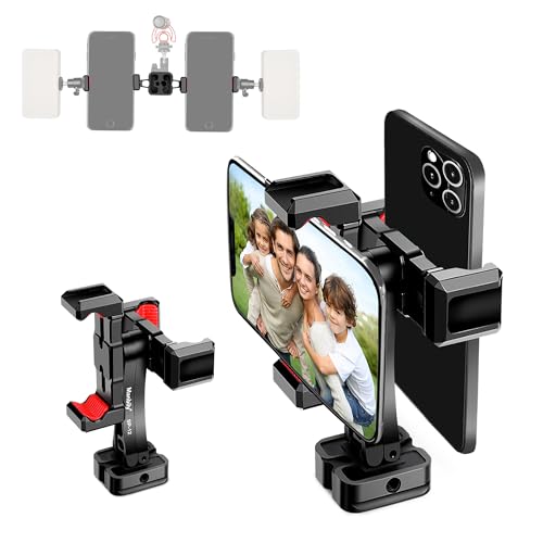 Manbily (SP-12 Dual Handyhalterung Aluminium Stativ-Halterung Metall Doppelte Smartphone-Clips Adapter für Selfie Stick Kamera 360° drehbar, 1/4" 3/8" Acra Schweiz Cold Shoe für Vlog Live-Streaming Manbily (SP-12 Dual Handyhalterung Aluminium Stativ-Halterung Metall Doppelte Smartphone-Clips Adapter für Selfie Stick Kamera 360° drehbar, 1/4" 3/8" Acra Schweiz Cold Shoe für Vlog Live-Streaming von Manbily