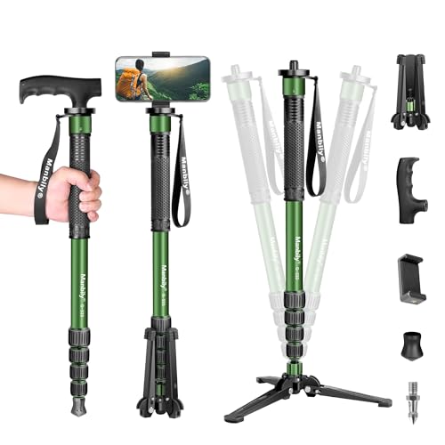 Manbily Kamera-Einbeinstativ mit Standfuß & Gehstockgriff aus Aluminium, 5 Abschnitte bis zu 180cm, Wanderstöcke Reise-Einbeinstativ Tragbar Kompakt Leicht mit füßen Max 10KG DSLR Kamera Videokamera Manbily Kamera-Einbeinstativ mit Standfuß & Gehstockgriff aus Aluminium, 5 Abschnitte bis zu 180cm, Wanderstöcke Reise-Einbeinstativ Tragbar Kompakt Leicht mit füßen Max 10KG DSLR Kamera Videokamera von Manbily