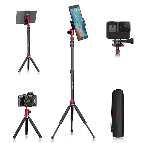 Manbily Mini Kamera Stativ 56" Aluminium Selfie Stick Tablet Ständer für DSLR Kamera Gopro Höhenverstellbar Vlogging Klein Stativ iPad Smartphone mit 360° Kugelkopf, 5 Abschnitte Verlängerungsstange Manbily Mini Kamera Stativ 56" Aluminium Selfie Stick Tablet Ständer für DSLR Kamera Gopro Höhenverstellbar Vlogging Klein Stativ iPad Smartphone mit 360° Kugelkopf, 5 Abschnitte Verlängerungsstange von Manbily