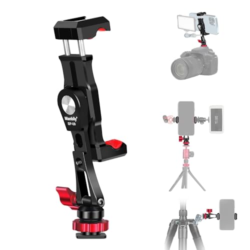 Manbily SP-09 Handy Halter Metall Telefonclip für Stativ, Smartphone Halterung für Kamera mit 3 Kaltschuh, Hot Shoe, 1/4" Aluminium, 360° drehbare DSLR Geeignet für iPhone Fülllicht, Vlog Video Manbily SP-09 Handy Halter Metall Telefonclip für Stativ, Smartphone Halterung für Kamera mit 3 Kaltschuh, Hot Shoe, 1/4" Aluminium, 360° drehbare DSLR Geeignet für iPhone Fülllicht, Vlog Video von Manbily