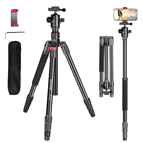 Stativ Kamera Manbily 60 Zoll 152cm Dreibein-stative Leichtes Kompaktstativ für DSLR Kamera Einbeinstativ Reisestativ aus Aluminiumlegierung 360° Kugelkopf & 1/4'' Gewinde Projektor Video Fotostativ von Manbily