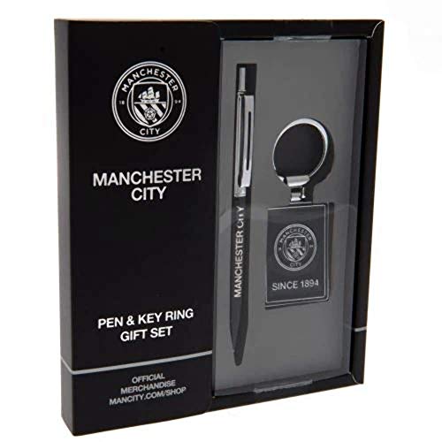 Manchester City FC Set mit Stift und Schlüsselanhänger, Einheitsgröße, Schwarz/Silber von Manchester City FC