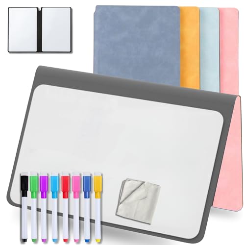 MandA® Kleine weiße Tafel, faltbar, abwischbar und tragbar, 2 x A5 + 8 Filzstifte + Reinigungstuch, Whiteboard-Notizbuch, Bürozubehör, Studium, Rosa von MandA