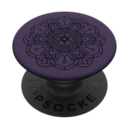 Mandala-Blume, dunkellila PopSockets mit austauschbarem PopGrip von Mandala Flower Art Designs