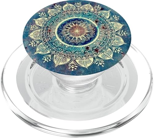 Blau Mandala Niedliche entworfene göttliche Mandala PopSockets PopGrip: Ausziehbarer Sockel und Griff für Handys/Tablets mit Tauschbarem Top PopSockets PopGrip für MagSafe von Mandala Yoga Universe Designed Handyhalter