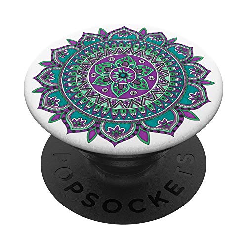 Grüner Mandala-Telefonhalter Netter Knopf-göttlicher Mandala - PopSockets Ausziehbarer Sockel und Griff für Smartphones und Tablets von Mandala Yoga Universe Designed Handyhalter