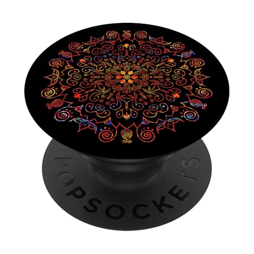Schwarz Mandala Niedliche entworfene göttliche Mandala PopSockets PopGrip: Ausziehbarer Sockel und Griff für Handys/Tablets mit Tauschbarem Top PopSockets Klebender PopGrip von Mandala Yoga Universe Designed Handyhalter
