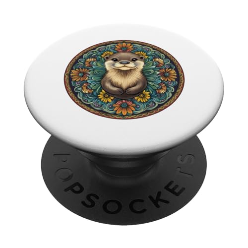 Niedlicher bezaubernder Otter mit Mandala PopSockets Klebender PopGrip von Mandanimals Gear