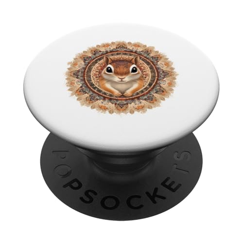 Niedliches Streifenhörnchen-Mandala PopSockets Klebender PopGrip von Mandanimals Gear