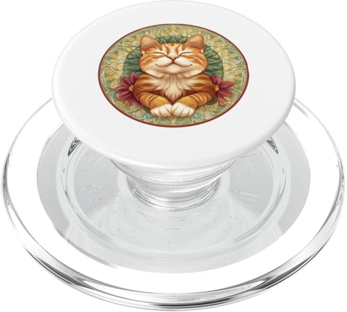 Süße entzückende lächelnde Ingwer Katze Mandala Kitty PopSockets PopGrip für MagSafe von Mandanimals Gear