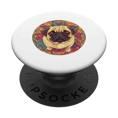 Wunderschöner, süßer, bezaubernder Mops und Mandala PopSockets Klebender PopGrip von Mandanimals Gear