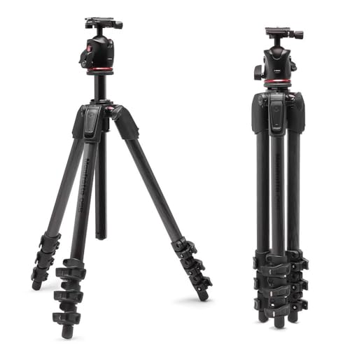 Manfrotto 055XPRO AS, 4-teiliges Carbonfaser-Kamerastativ, Kit mit XPRO-Kugelkopf, 90-Grad-Säule, 15 kg Tragkraft, Arca-Swiss-Platte, für DSLR/spiegellose Kamera, Stativ für Kamera, Fotostativ von Manfrotto