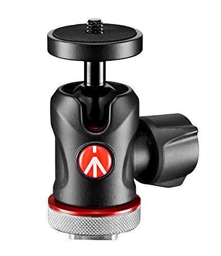 Manfrotto 492LCD Kugelkopf Micro (mit Blitzschuh für Monitor, LED, Mikrofon, Action-Kamera und Zubehör (MH492LCD; Traglast: 4 kg, Gewicht: 170g, 1/4 Zoll Gewinde und Blitzschuh an der Unterseite)) von Manfrotto