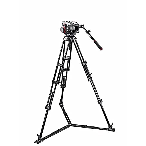 Manfrotto 509 Pro Fluid-Video-Neiger für DSLR, Spiegellose Kamera, Videokamera, mit Carbonfaser-Doppelkamerastativbeinen, Professionelle Fotografie, Content-Erstellung, Vlogging - Tragkraft 13,5 kg von Manfrotto