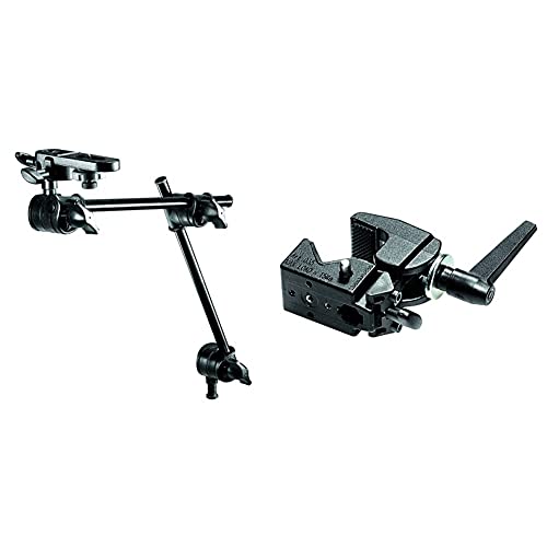 Manfrotto Gelenkarm 2-TLG. mit Kameraplatte & 035 Superclamp Universal Befestigungs-Mechanismus (Aluminium) schwarz von Manfrotto