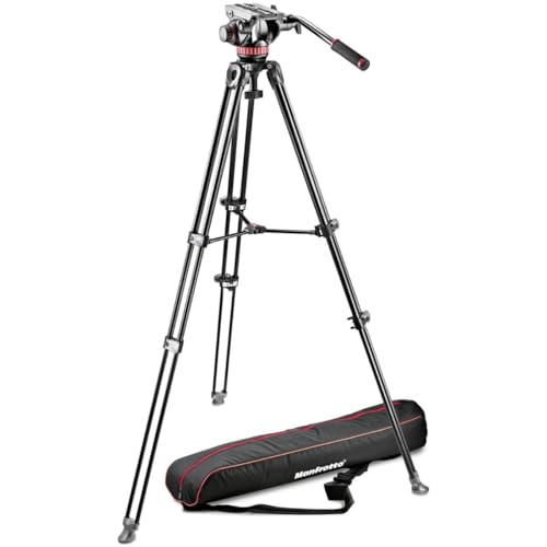 Manfrotto MVK502AM-1, Professional Fluid Video System Aluminium Tripod with Telescope Twin Leg, 75mm Half Ball, for HDSLR cameras, Carrying Bag Included von Manfrotto