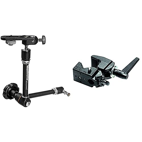 Manfrotto Magic Arm Festst,-Knopf+143Bkt & 035 Superclamp Universal Befestigungs-Mechanismus (Aluminium) schwarz von Manfrotto
