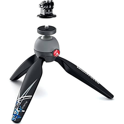 Manfrotto PIXI Xtreme Mini Stativ-Set mit Kopf für GoPro Kameras (MKPIXIEX-BK), Manfrotto schwarz mit GoPro Adapter von Manfrotto