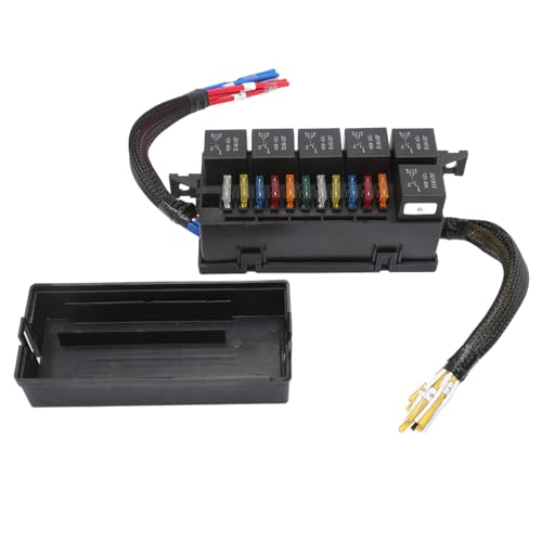 MangWany 12V Auto-Sicherungs- und Relaiskasten 6 Sticks 4-polig JD1912 40A 11 ATC/ATO Flachsicherungshalter für Auto LKW Automobil Boot Universal von MangWany