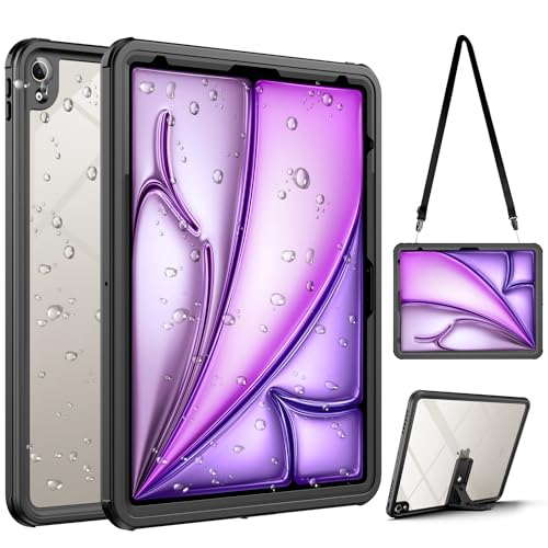 Wasserdichte Schutzhülle für iPad Air 33 cm (13 Zoll), M2 2024, integrierter Displayschutz, Ständer, stoßfest, Handseil für iPad Air 13 Zoll/iPad Pro 12,9 Zoll 2018 von Mangix